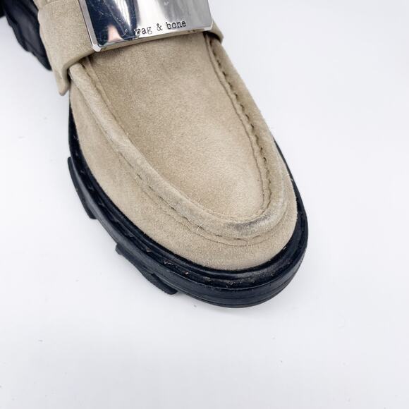 Rag & Bone Women's Shiloh 2.0 Loafers Lug Sole Tan Suede Size EU 35 US 5.5 - Picture 10 of 13